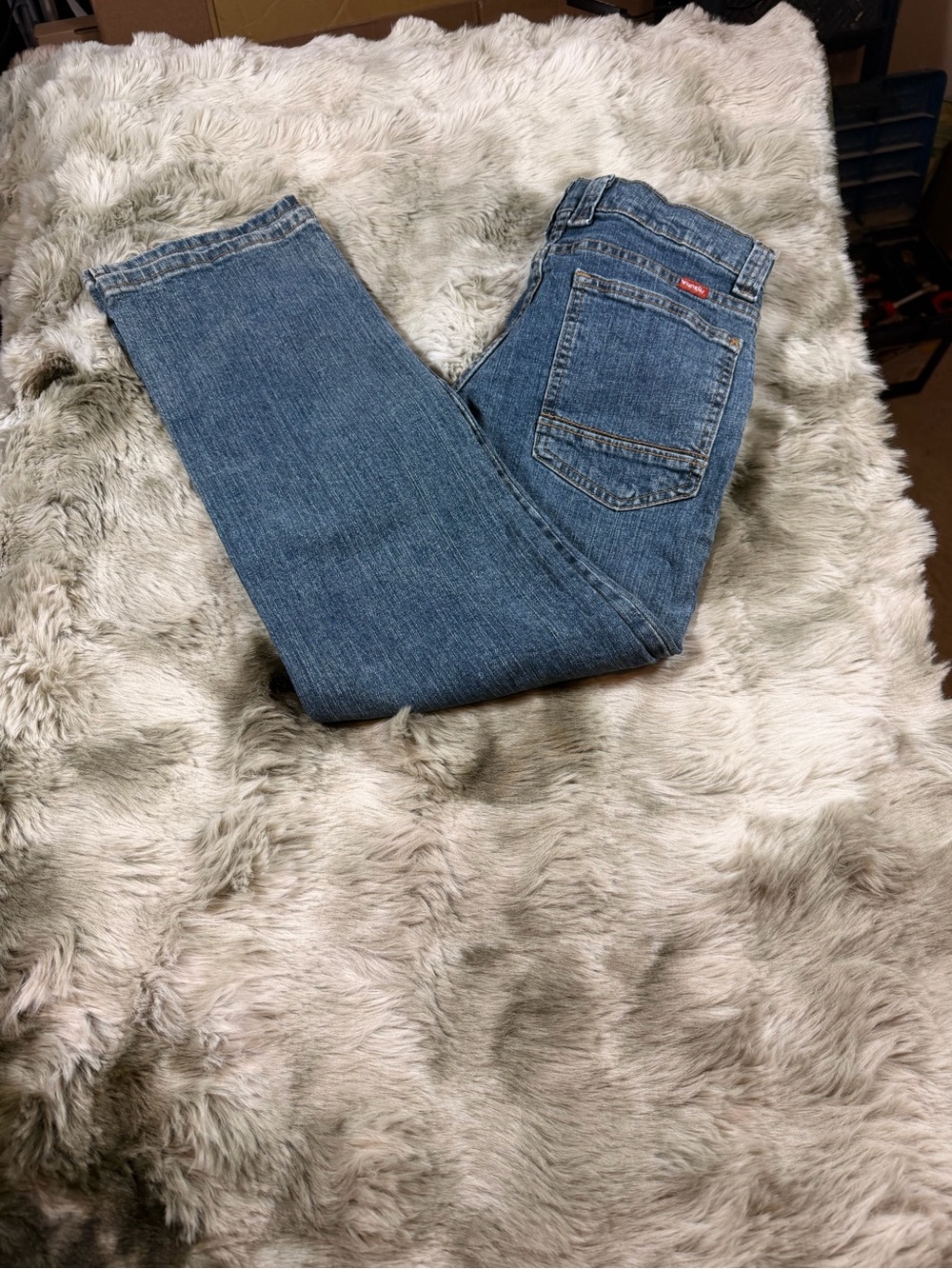 Wrangler Kids Size 12 Regular Straight Leg Stretch Denim Jeans Adjustable Waist